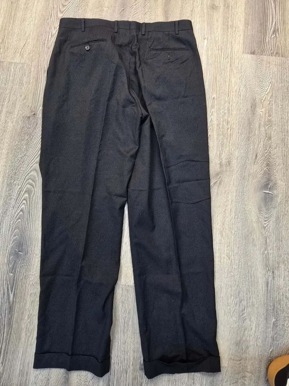 Ralph Lauren Men's Pleated Dress Pants Black Houndstooth Size 36x32